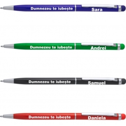 Pix metalic slim cu touch, Dumnezeu te iubeste! cu nume